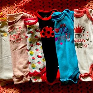 6pc baby girl 3-6M summer assorted onesie bundle